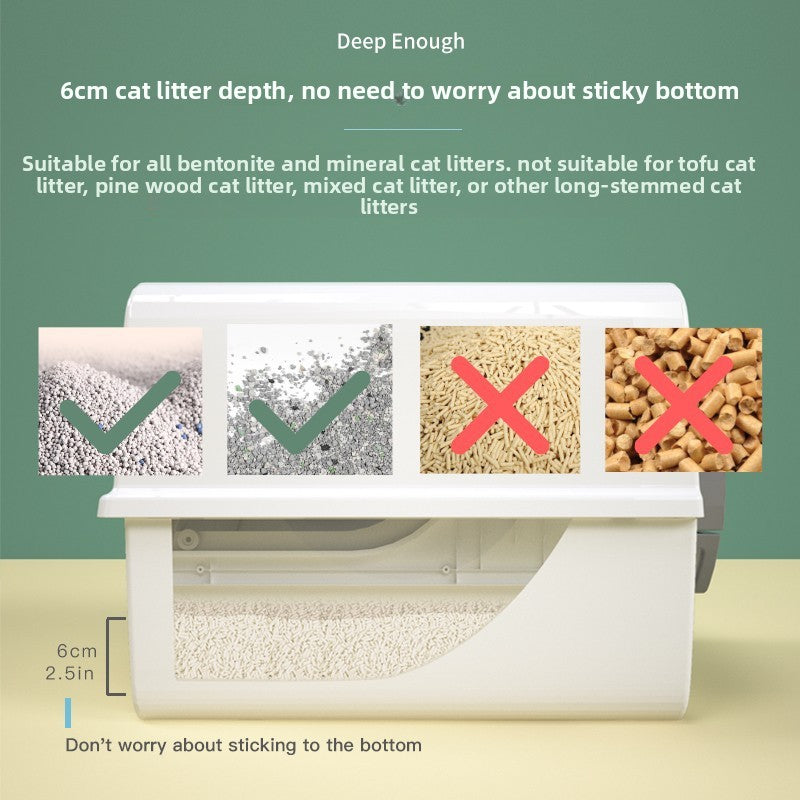 Easy Clean Semi-Automatic Cat Litter Box Hand-Pull Enclosed Cat Toilet