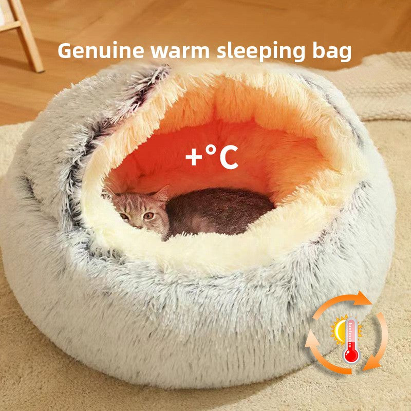 Shell Shaped Plush Pet Bed for Cats and Dogs