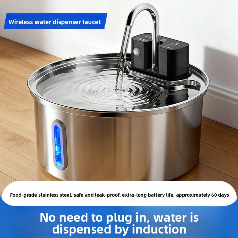 Wireless Pet Water Dispenser Stainless Steel Automatic Cat Fountain