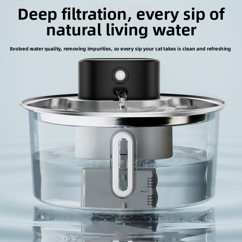 Wireless Pet Water Dispenser Stainless Steel Automatic Cat Fountain