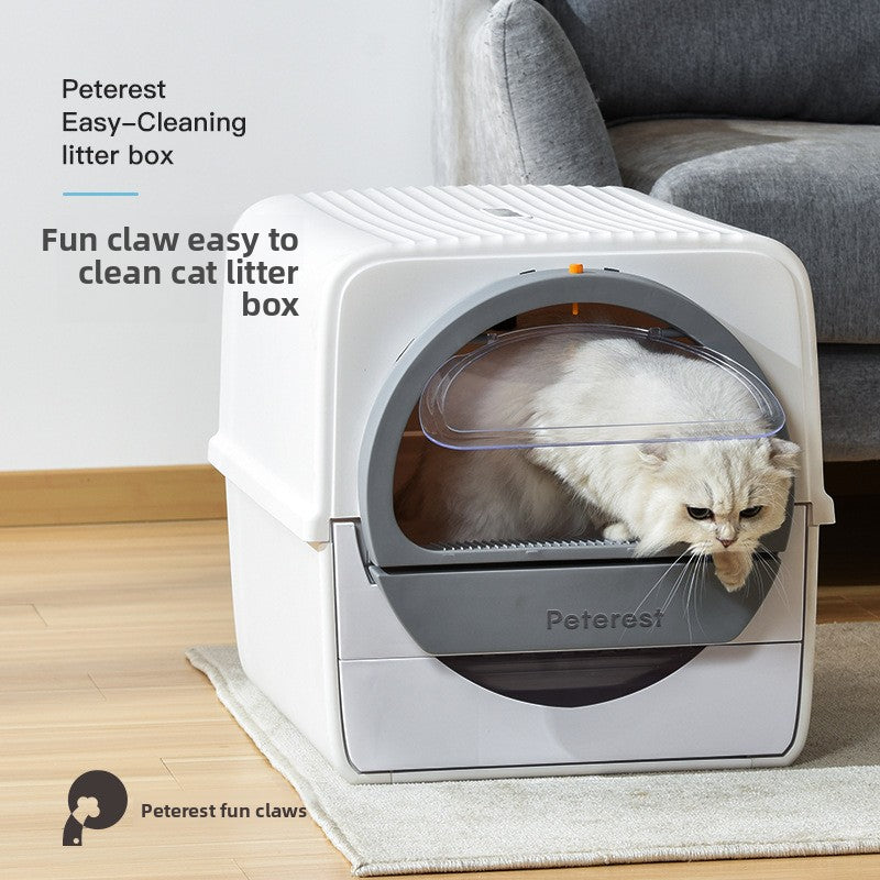 Easy Clean Semi-Automatic Cat Litter Box Hand-Pull Enclosed Cat Toilet