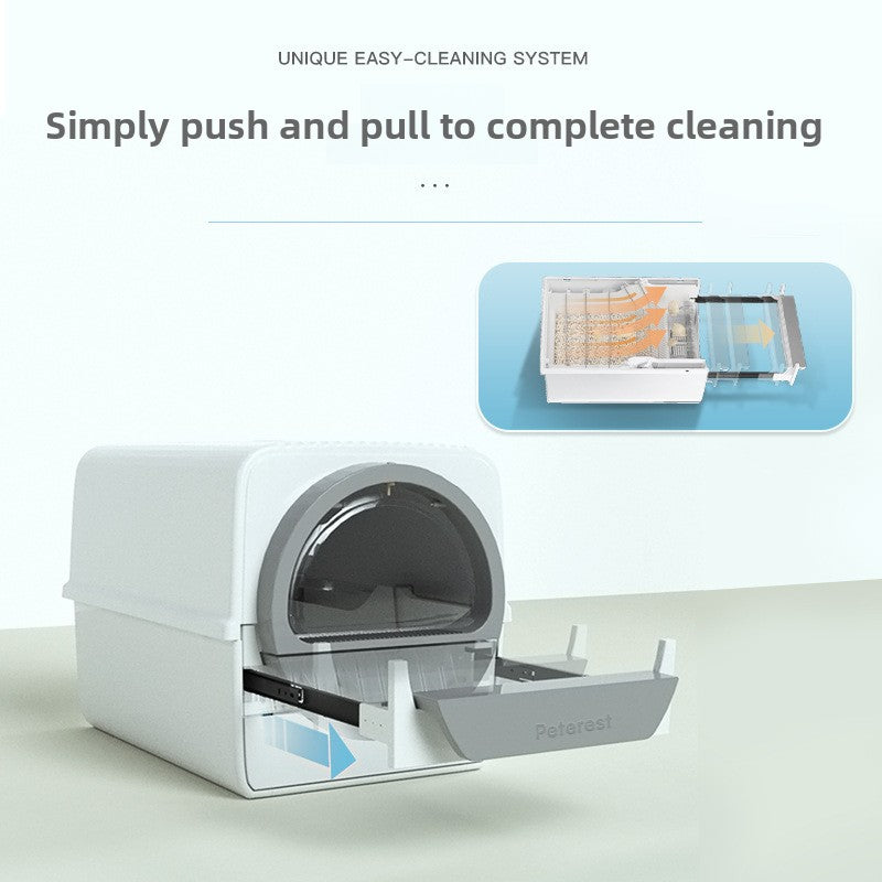 Easy Clean Semi-Automatic Cat Litter Box Hand-Pull Enclosed Cat Toilet
